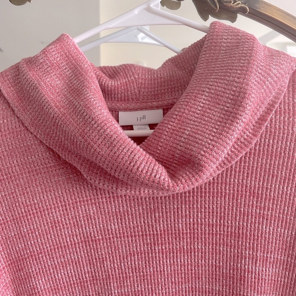 J Jill Pullover Womens Cotton Blend Heather Pink Waffle cowl neck Knit Side Ties - Picture 7 of 9